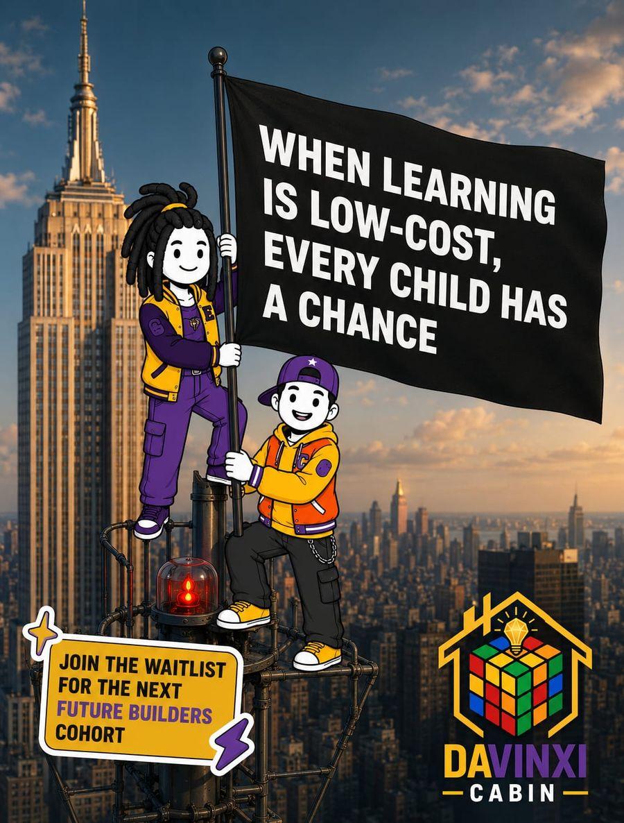 DaVinxi Cabin — When learning is low-cost, every child has a chance. Join the waitlist for the next Future Builders cohort.